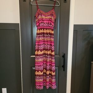 Loft Pink Maroon Aztec Dress Size